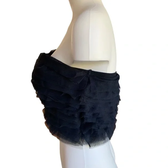 2/$10 NEW | Ruffle Mesh Tube Top – Black, Size Small (NWT) Forever 21 Crop Top - Picture 6 of 15